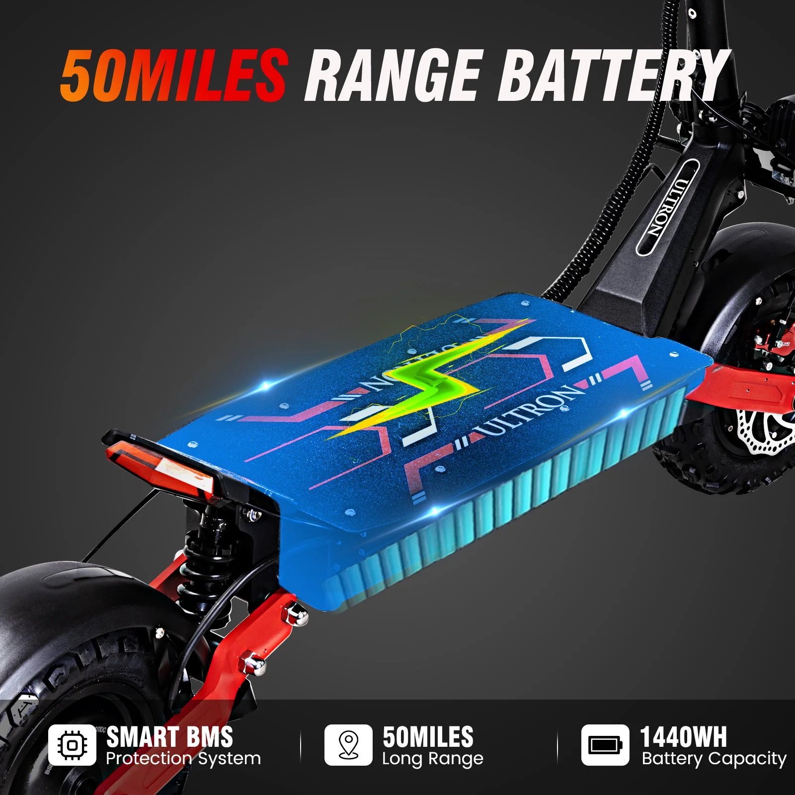 Electric Scooter for Adults, 11" 60V 6000W, Up to 51-55MPH 55-60Miles, Fast E-Scooter with Seat, Adult Scooter for Mountains, Off-Road, Road - Image 4
